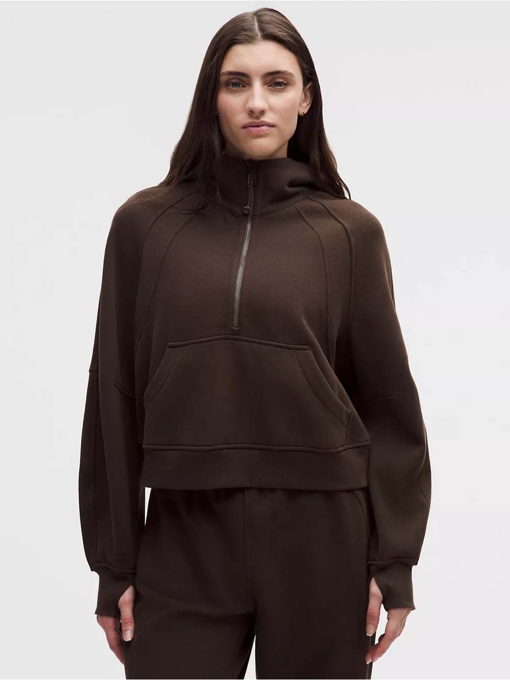NWT Lululemon Scuba Oversized Half-Zip Hoodie M/L in Walnut Crunch
